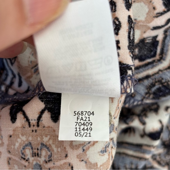 Loft Outlet Floral Medallion Popover Peasant Blouse Boho Blue Gray XL - Picture 11 of 11